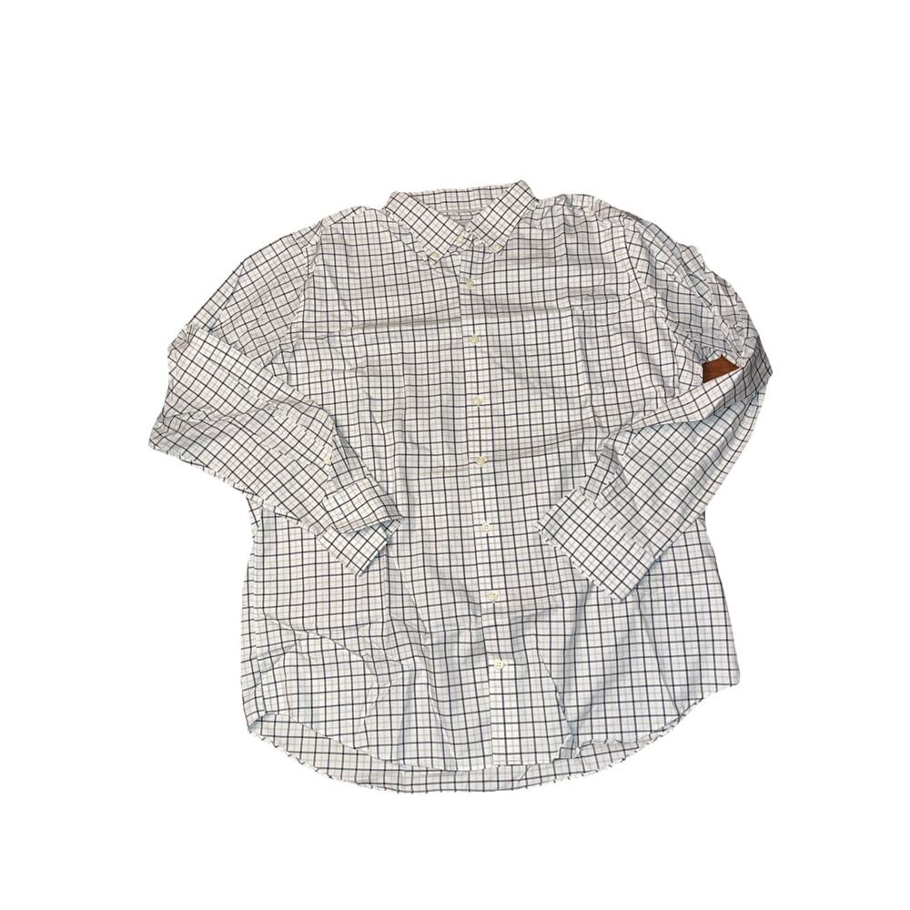 Peter Millar XL Shirt Black White Gray Plaid Button Front Casual